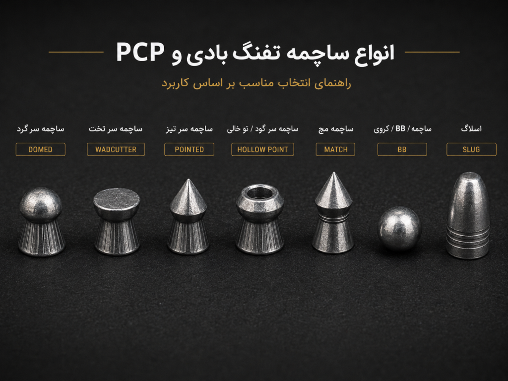 انواع ساچمه تفنگ بادی و PCP؛ راهنمای انتخاب ساچمه مناسب